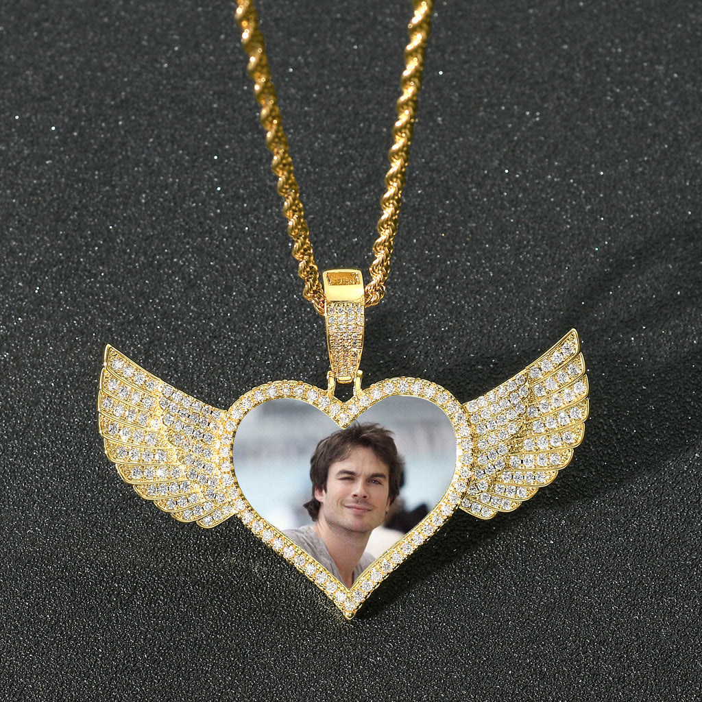 Colgante Corazon Alas Foto Personalizada